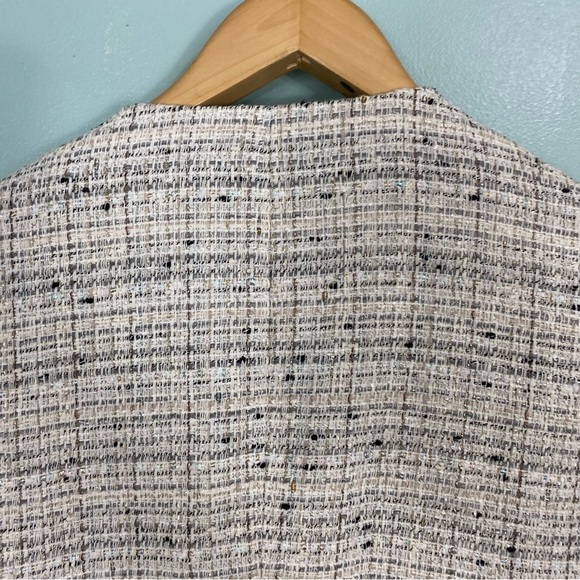 Lafayette 148 Tweed White Cream Metallic Black Jacket Zip Up Sz 14 - Picture 6 of 6